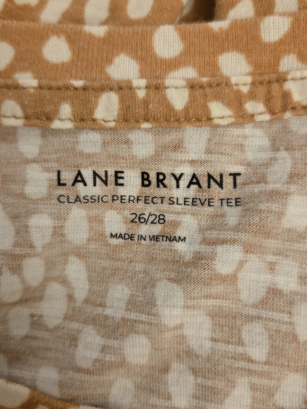 Lane Bryant Short Sleeve Top for Women - plus 26/28 Camel/Cream Speckled Style - Picture 2 of 9